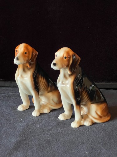 Pair vintage ceramic dog - vintage,
