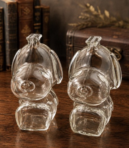 Vtg pair clear glass snoopy - vtg,