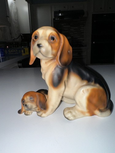 Vintage pair brown beagle - brown,