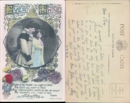 Victorian couple with - , flowers