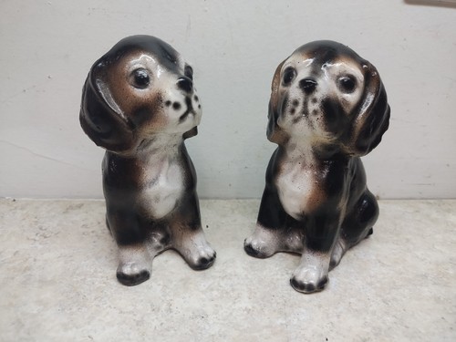 Pair vintage salt - of, glazed