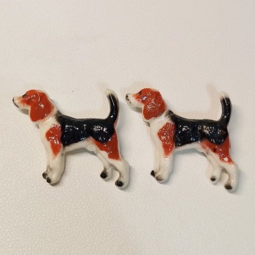 Vtg pair beagle foxhound dog - beagle,